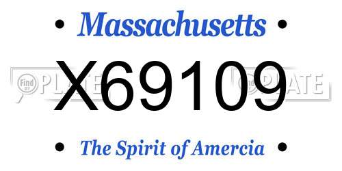 X69109 Massachusetts License Plate