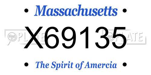 X69135 Massachusetts License Plate