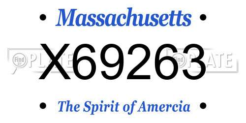 X69263 Massachusetts License Plate