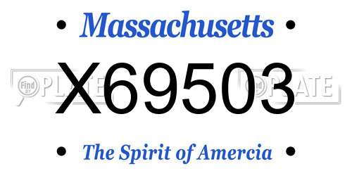 X69503 Massachusetts License Plate