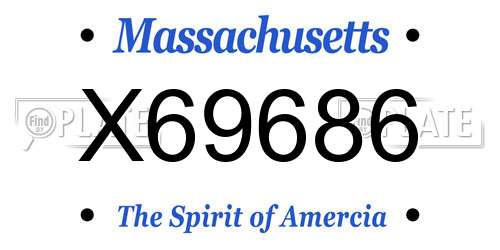 X69686 Massachusetts License Plate
