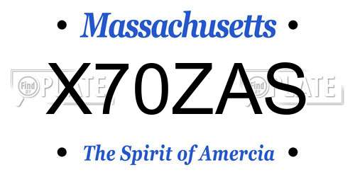 X70ZAS Massachusetts License Plate