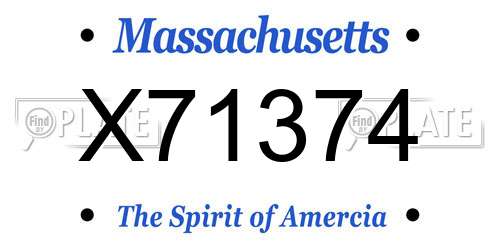 X71374 Massachusetts License Plate