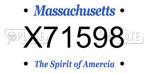 X71598 Massachusetts License Plate