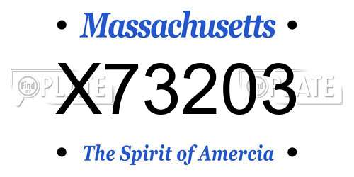 X73203 Massachusetts License Plate