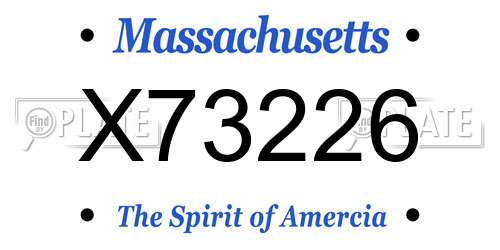 X73226 Massachusetts License Plate