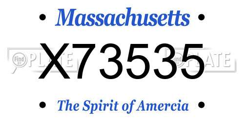 X73535 Massachusetts License Plate