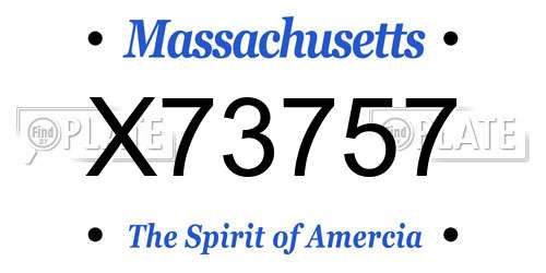 X73757 Massachusetts License Plate