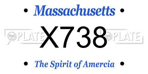 X738 Massachusetts License Plate