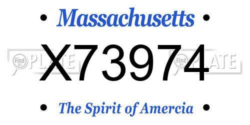 X73974 Massachusetts License Plate