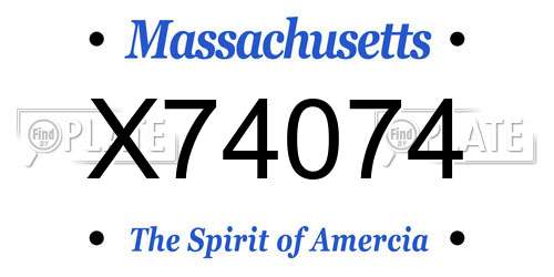 X74074 Massachusetts License Plate