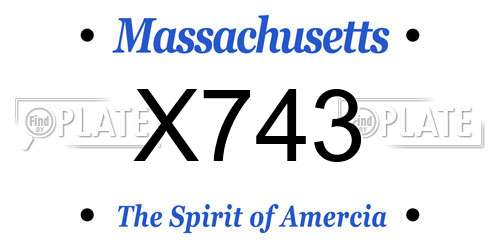 X743 Massachusetts License Plate