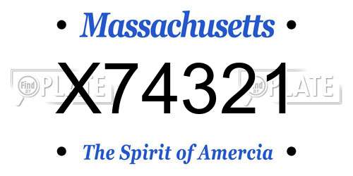 X74321 Massachusetts License Plate