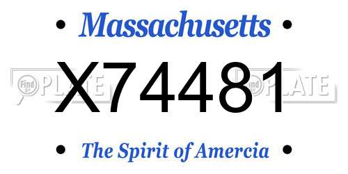 X74481 Massachusetts License Plate