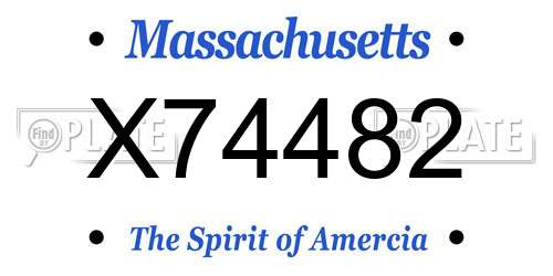 X74482 Massachusetts License Plate