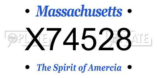 X74528 Massachusetts License Plate