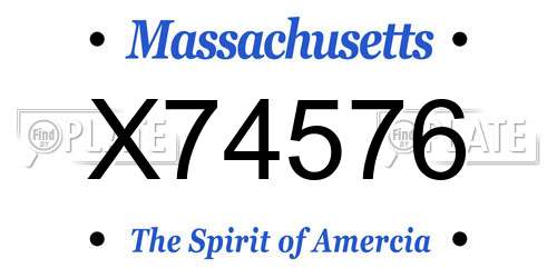 X74576 Massachusetts License Plate