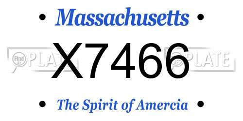 X7466 Massachusetts License Plate