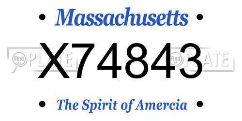 X74843 Massachusetts License Plate