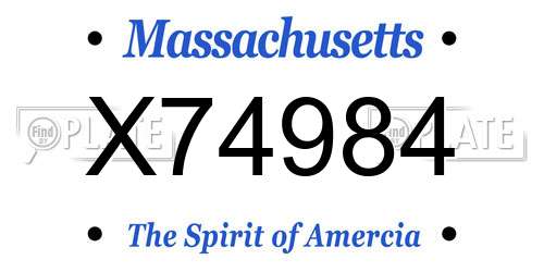 X74984 Massachusetts License Plate