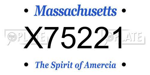 X75221 Massachusetts License Plate
