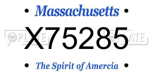 X75285 Massachusetts License Plate