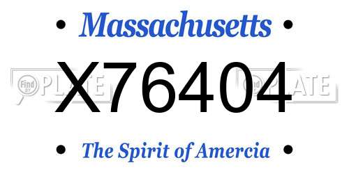 X76404 Massachusetts License Plate