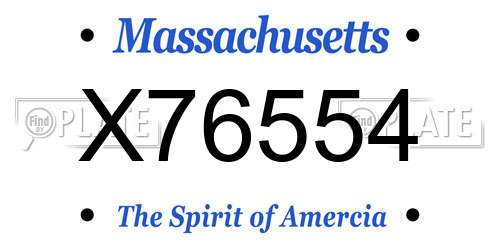 X76554 Massachusetts License Plate