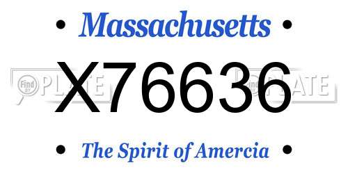 X76636 Massachusetts License Plate