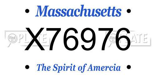X76976 Massachusetts License Plate