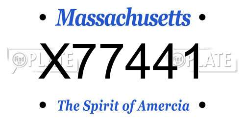 X77441 Massachusetts License Plate