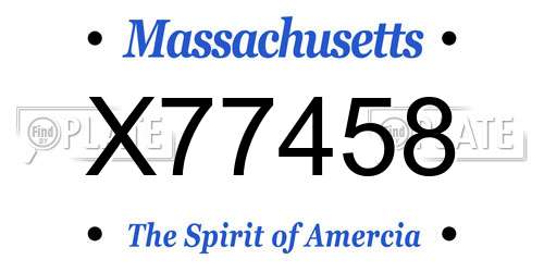 X77458 Massachusetts License Plate