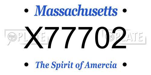 X77702 Massachusetts License Plate