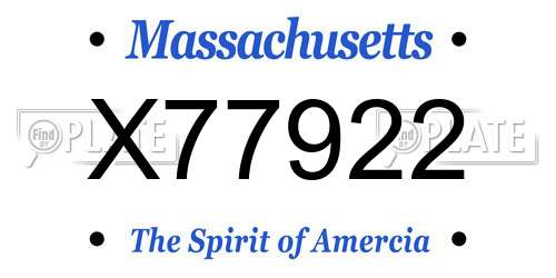 X77922 Massachusetts License Plate