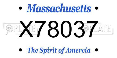 X78037 Massachusetts License Plate