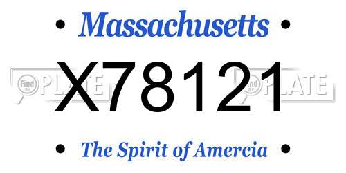 X78121 Massachusetts License Plate