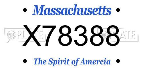 X78388 Massachusetts License Plate