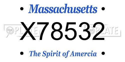 X78532 Massachusetts License Plate
