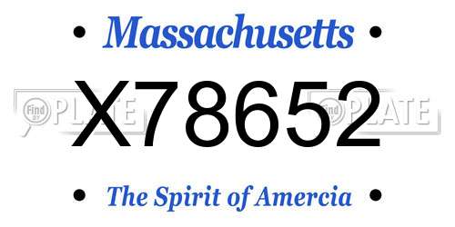 X78652 Massachusetts License Plate
