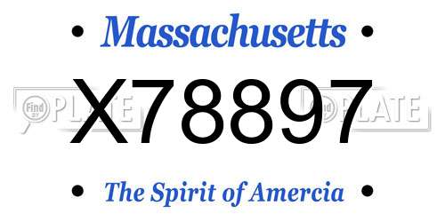 X78897 Massachusetts License Plate