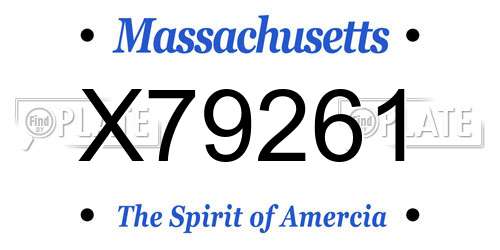 X79261 Massachusetts License Plate
