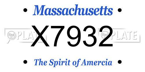 X7932 Massachusetts License Plate