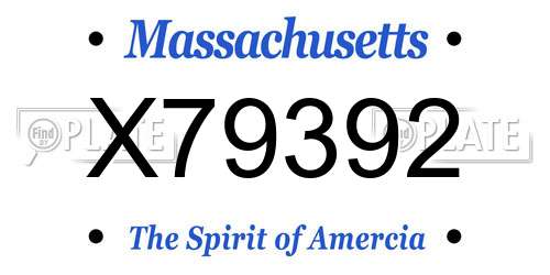 X79392 Massachusetts License Plate