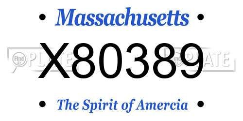 X80389 Massachusetts License Plate
