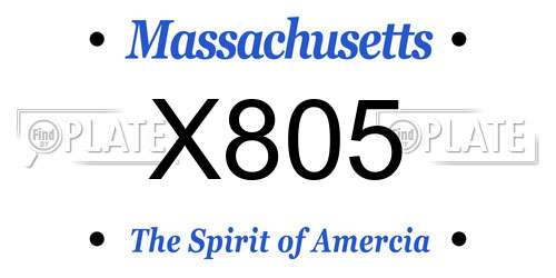 X805 Massachusetts License Plate