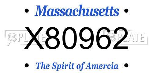 X80962 Massachusetts License Plate