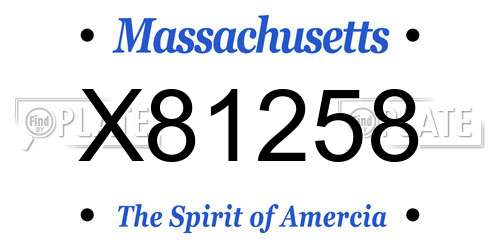 X81258 Massachusetts License Plate