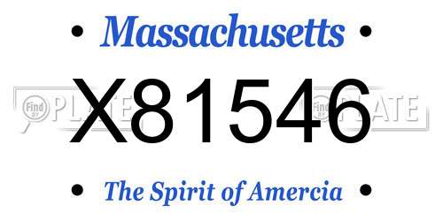 X81546 Massachusetts License Plate