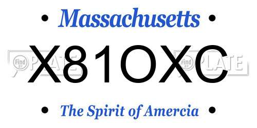 X81OXC Massachusetts License Plate