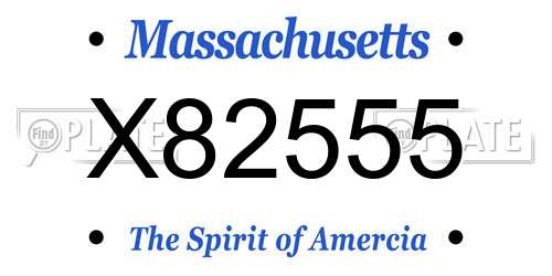 X82555 Massachusetts License Plate